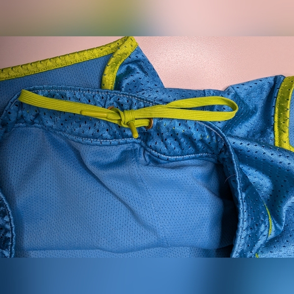 Adidas Women Size Large Athletic Shorts Blue with Green and White Stripes - Picture 6 of 11